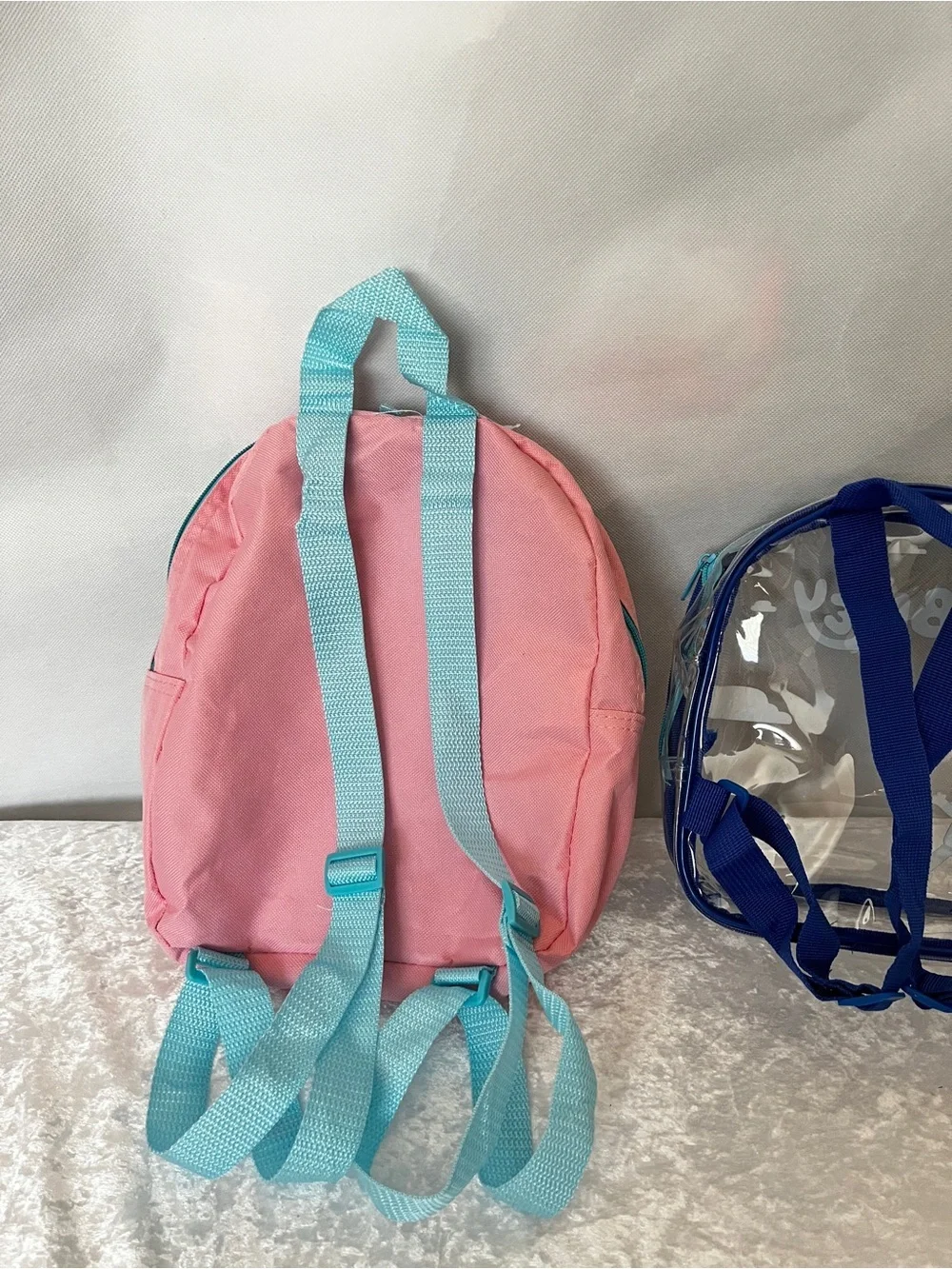 Two Mini Backpack Peppa Pig and Bluey Clear Bag Pink/Blue For Kids